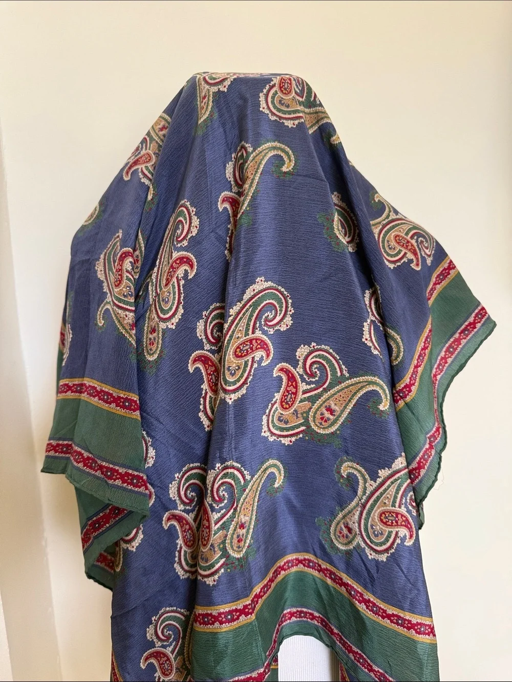 Valentino Garavani Large 31x31 Silk Paisley Scarf Blue Green